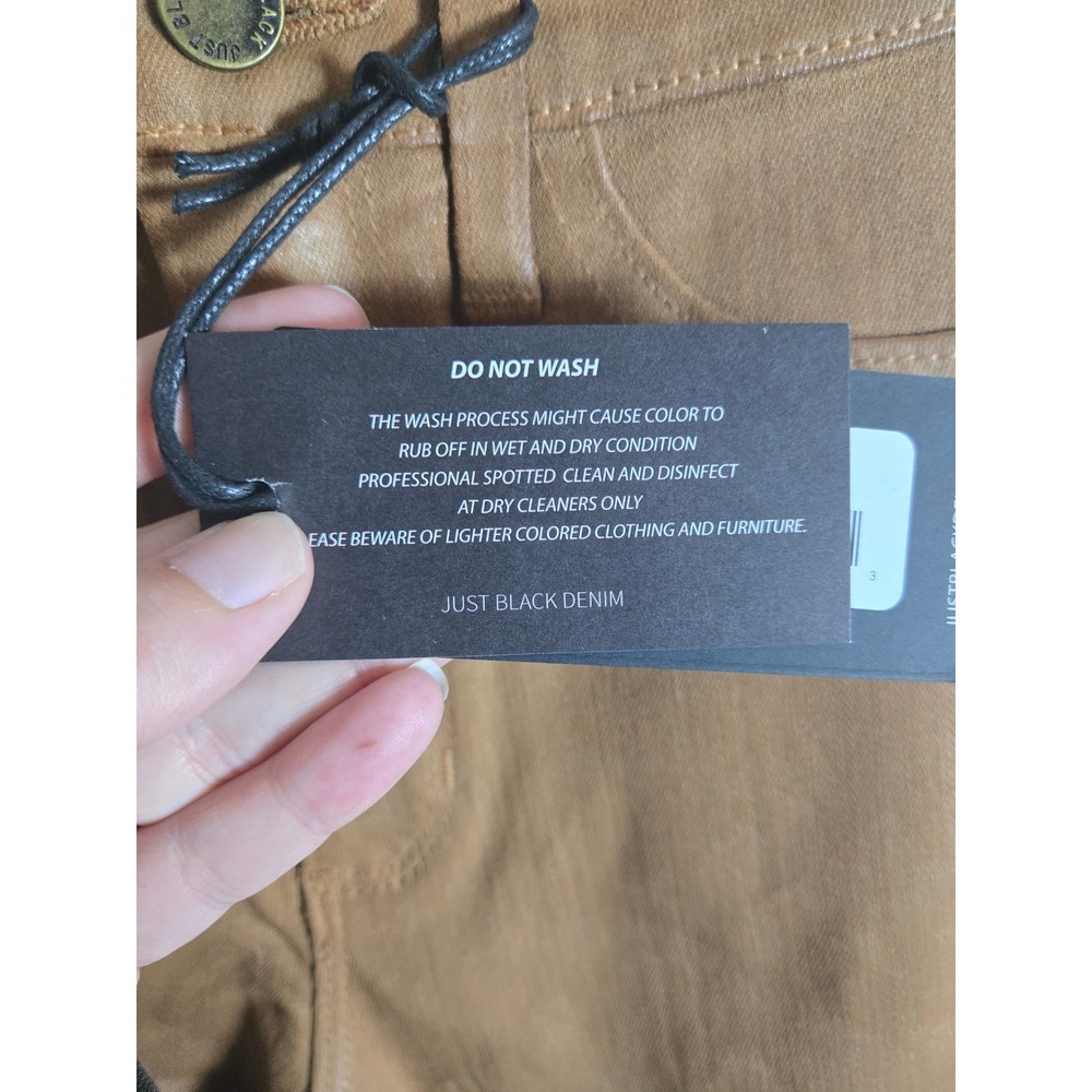 Just Black Denim Coated Cropped Kick Flare Jeans Size 24 Camel Tan BP393J-C NWT - Picture 2 of 10
